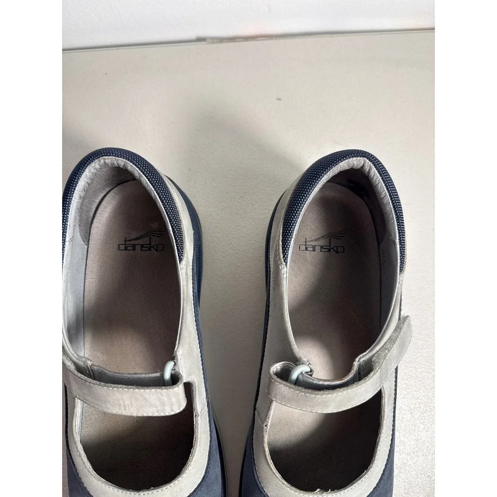 Dansko Women Mary Jane Blue Grey Nubuck Leather Comfort Shoes Strap EU 41. 10.5